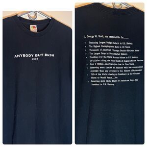 Vintage Anti George Bush 2004 Elections Political T Shirt Double Sided Black XL